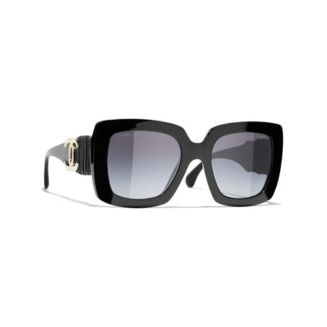 Square Sunglasses Acetate & Calfskin Black 